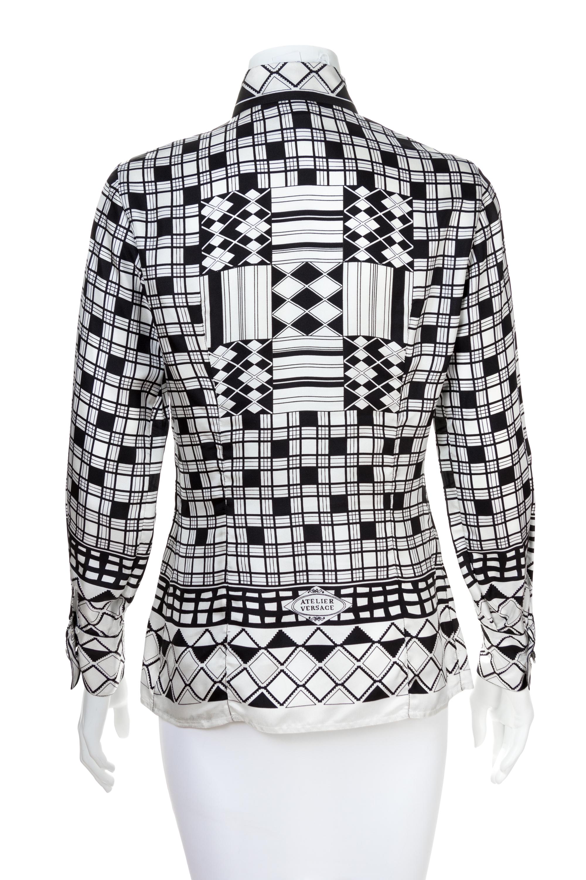 A Gianni Versace Silk Atelier Print Shirt, Size 40.