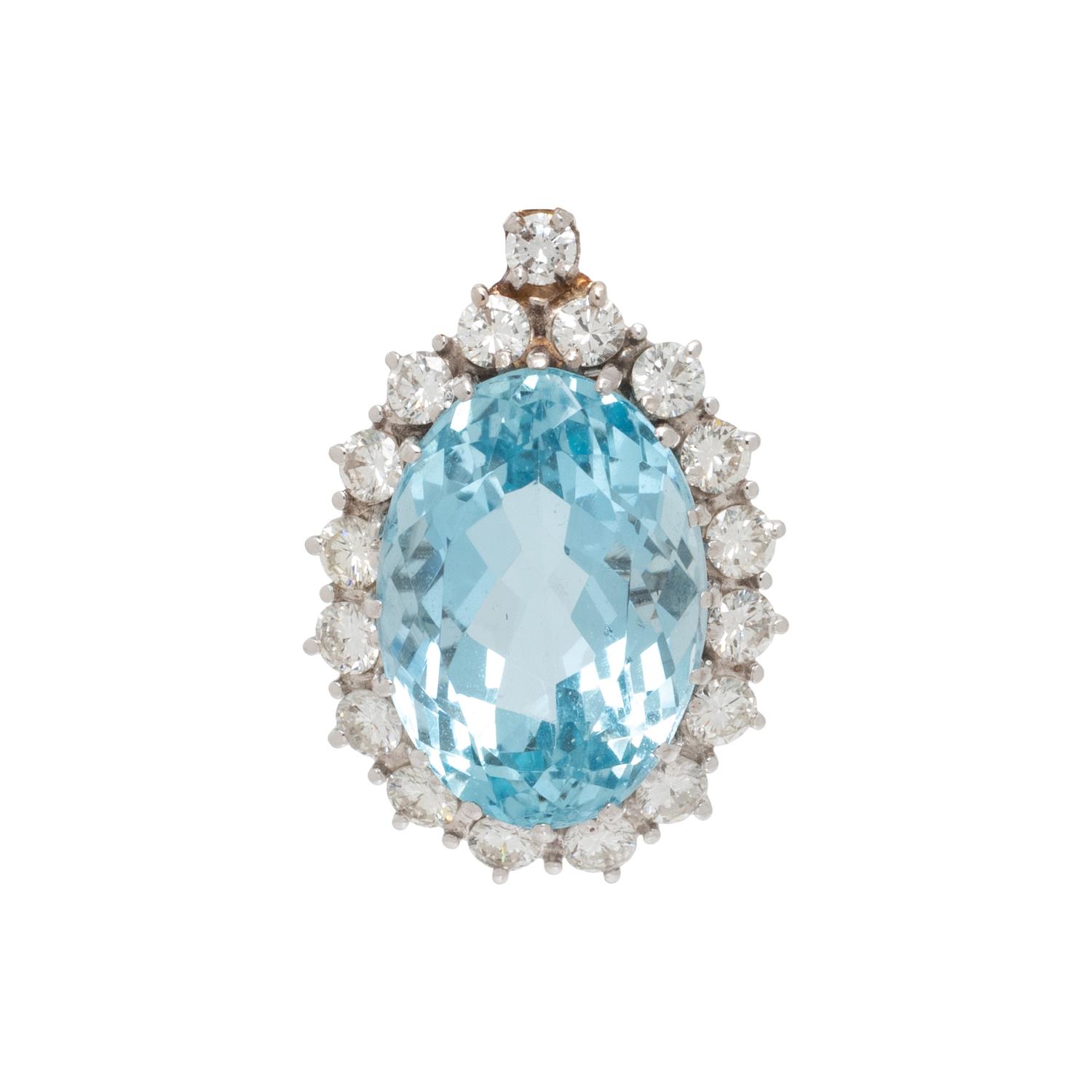 AQUAMARINE AND DIAMOND PENDANT