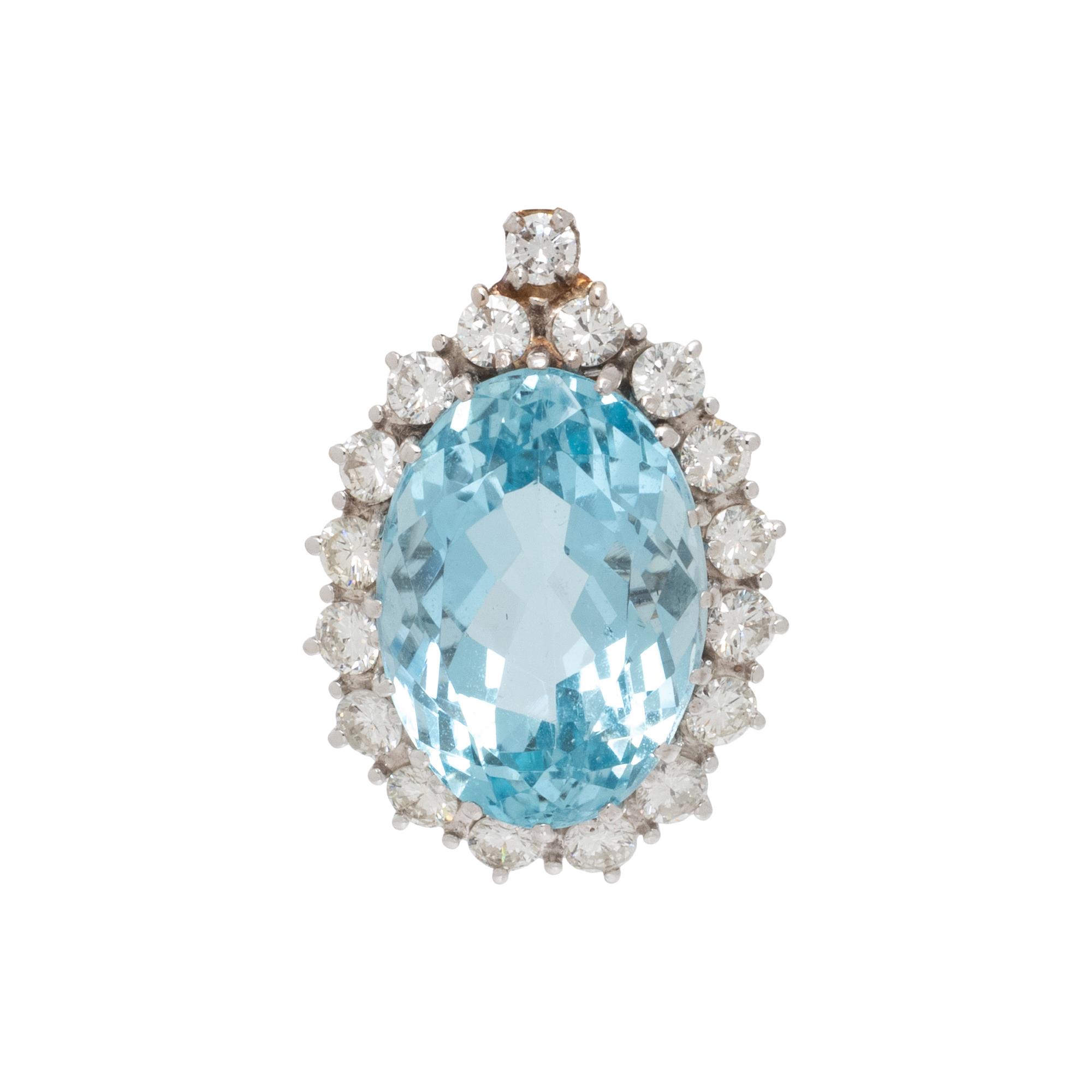 AQUAMARINE AND DIAMOND PENDANT