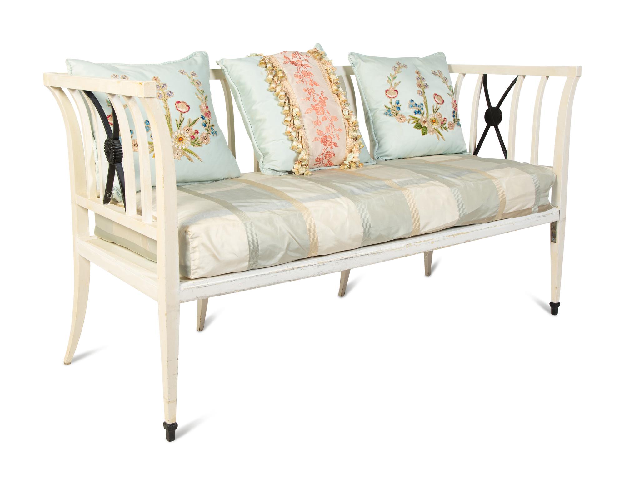 A Swedish Gustavian Style Painted Bench — 20TH CENTURY