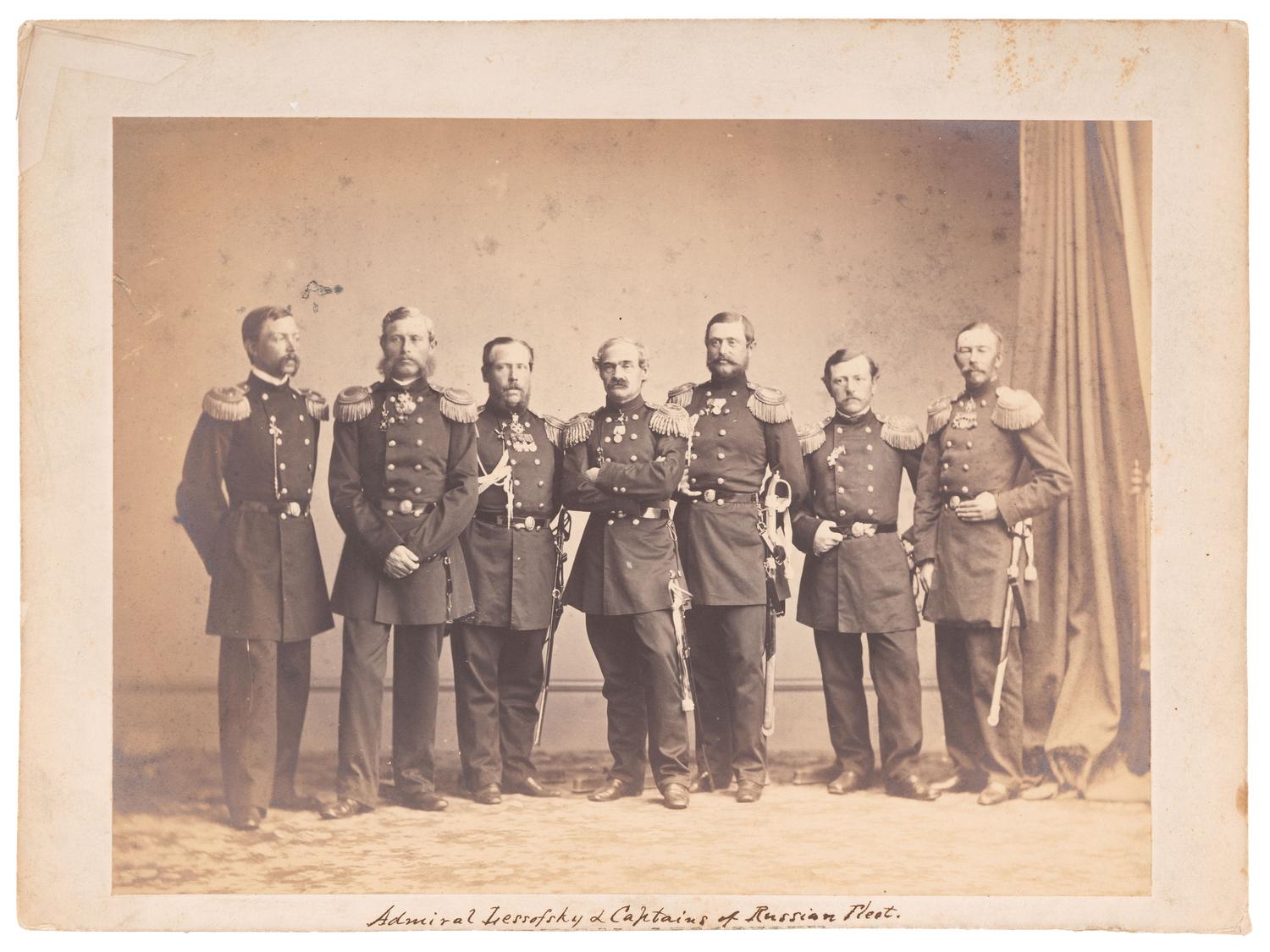 [CIVIL WAR]. [BRADY, Mathew (1822-1896), photographer]. Admiral Lessofsky and Captains of Russian Fleet . New York, 1863.