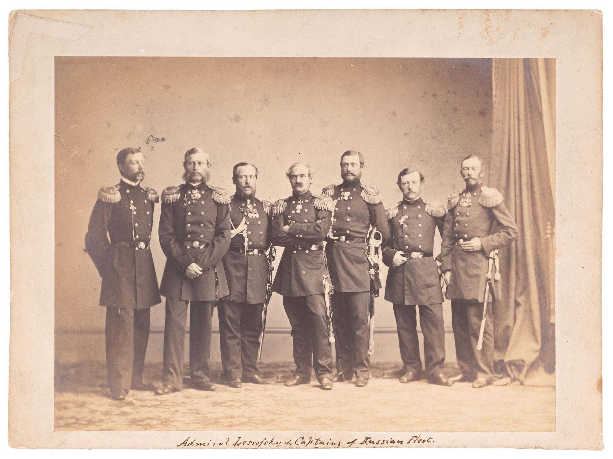 [CIVIL WAR]. [BRADY, Mathew (1822-1896), photographer]. Admiral Lessofsky and Captains of Russian Fleet . New York, 1863.
