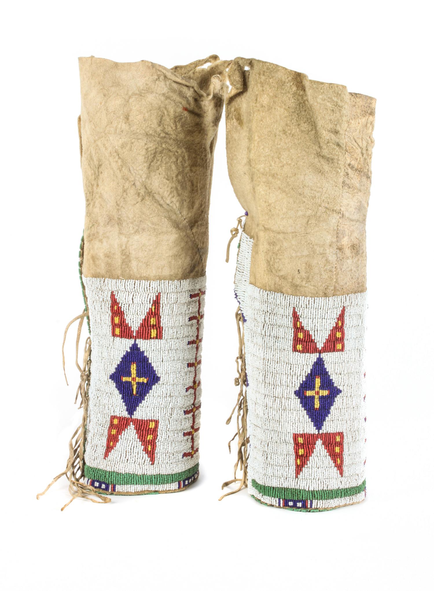 Plains Beaded Moccasins and Leggings Length of moccasin 10 inches