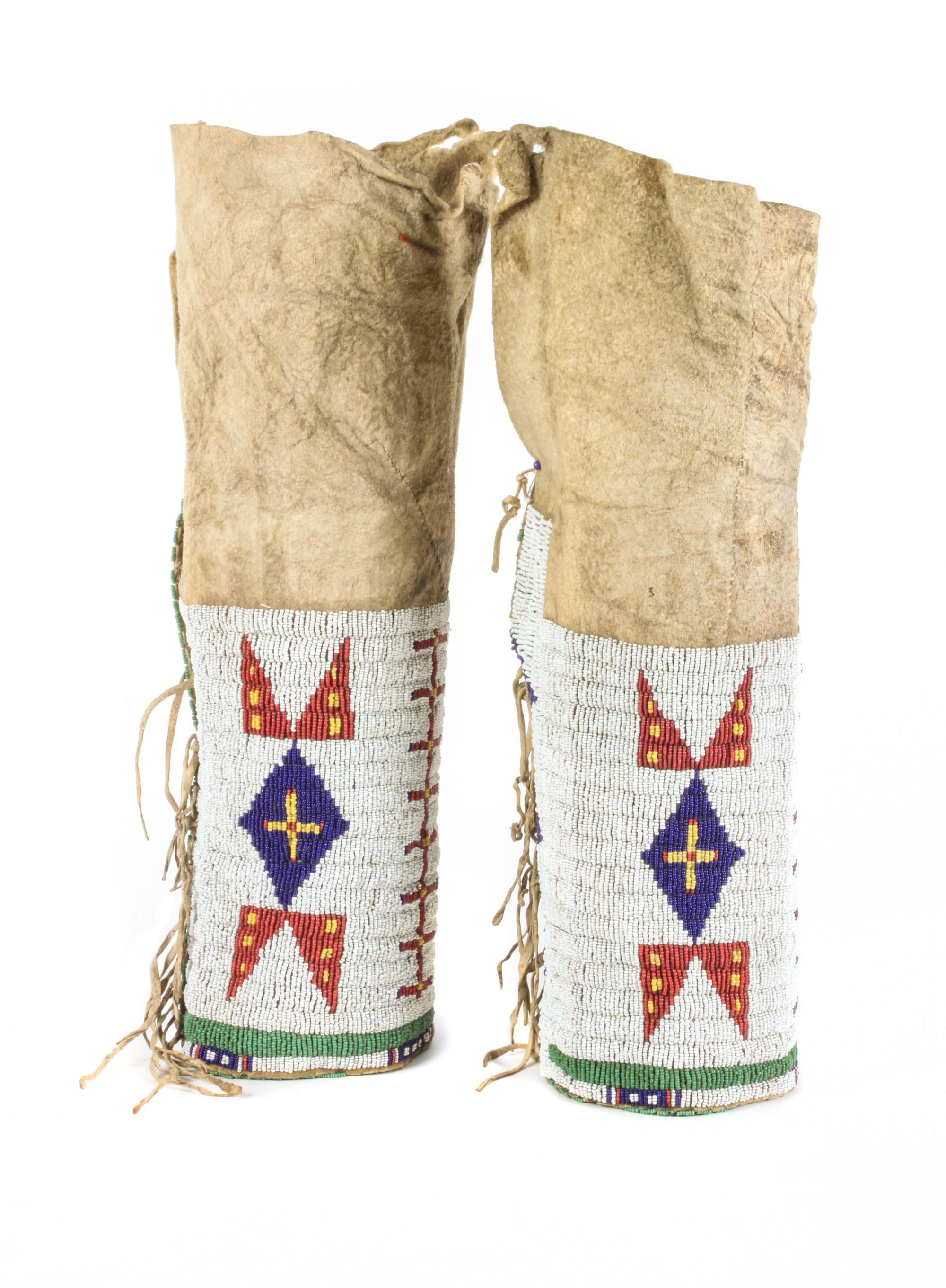 Plains Beaded Moccasins and Leggings Length of moccasin 10 inches