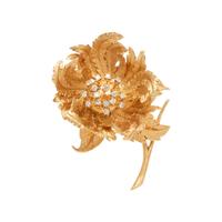 HAMMERMAN BROTHERS, YELLOW GOLD AND DIAMOND FLOWER BROOCH