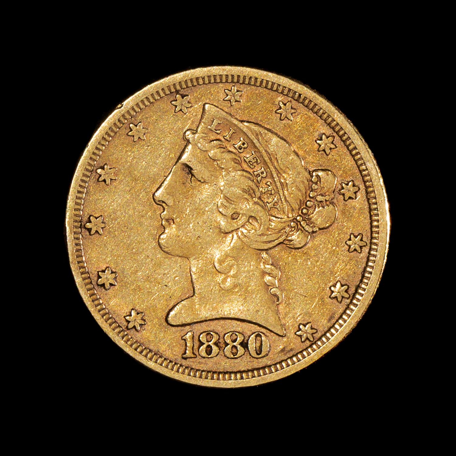 A United States 1880 Liberty Head $5 Gold Coin