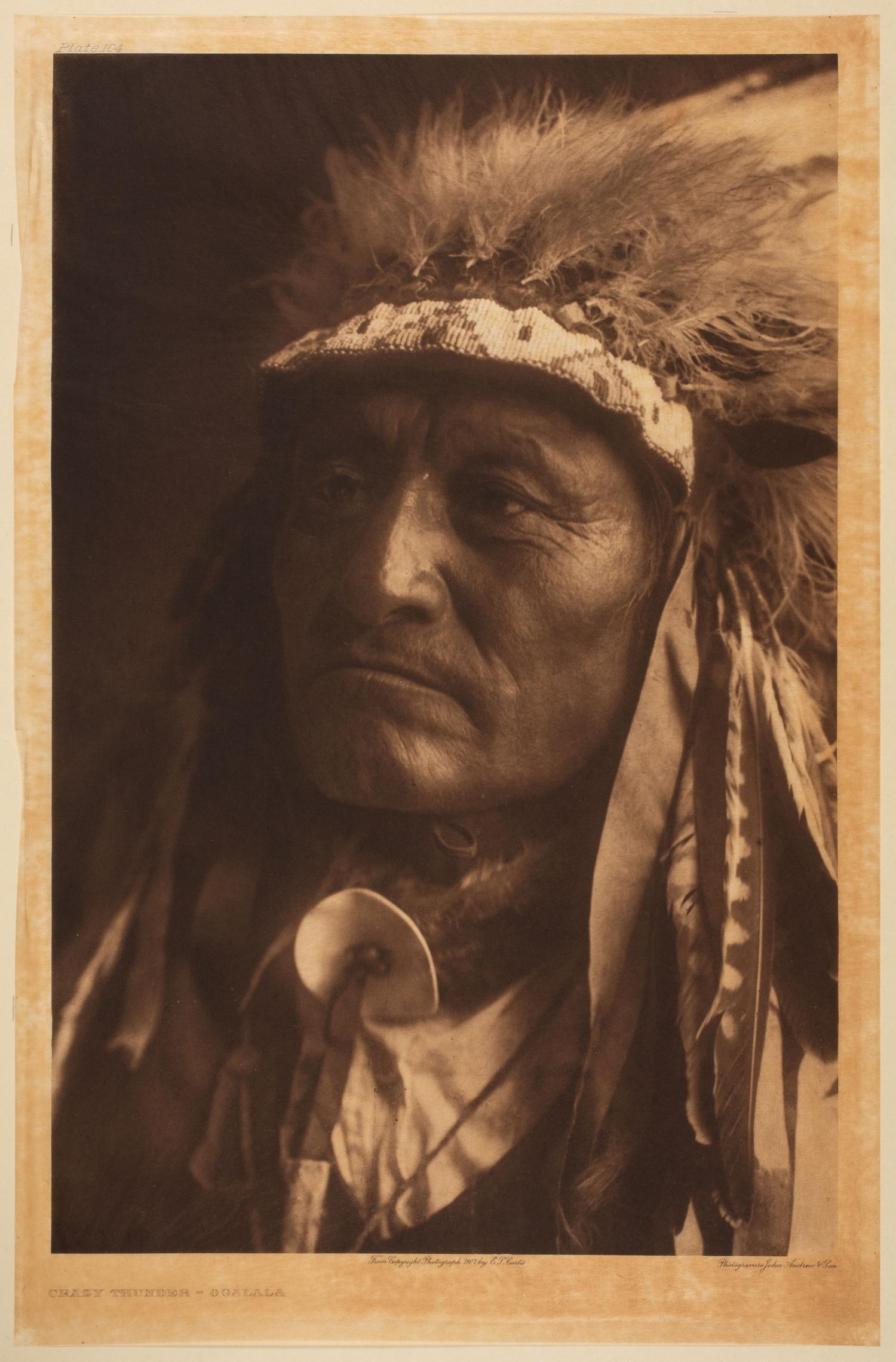 CURTIS, Edward (1868-1952). Crazy Thunder - Ogalala (Plate 104, portfolio 3)