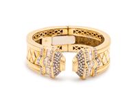 YELLOW GOLD AND DIAMOND CUFF BRACELET
