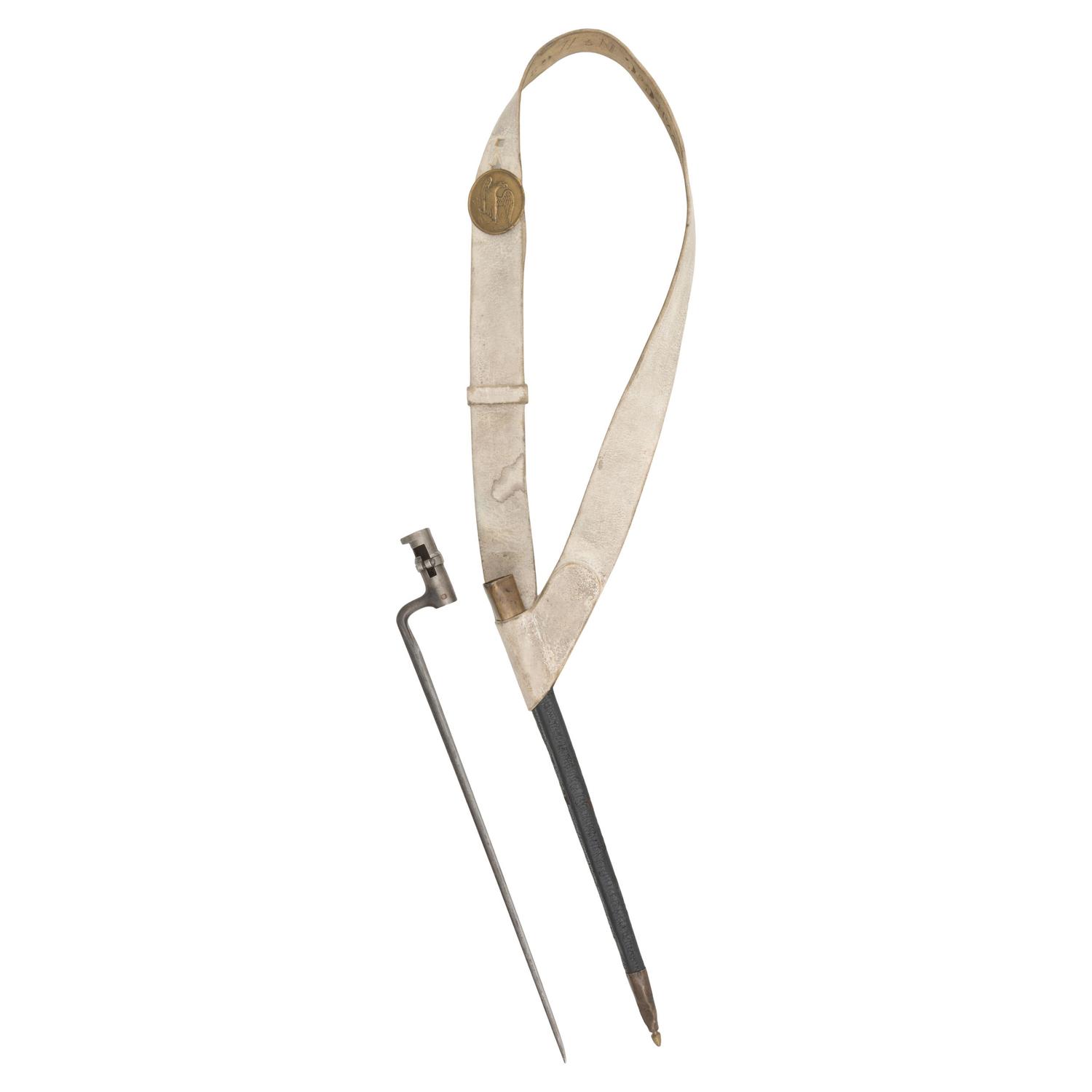 White Buff Bladric with Breast Plate, Scabbard & Socket Bayonet