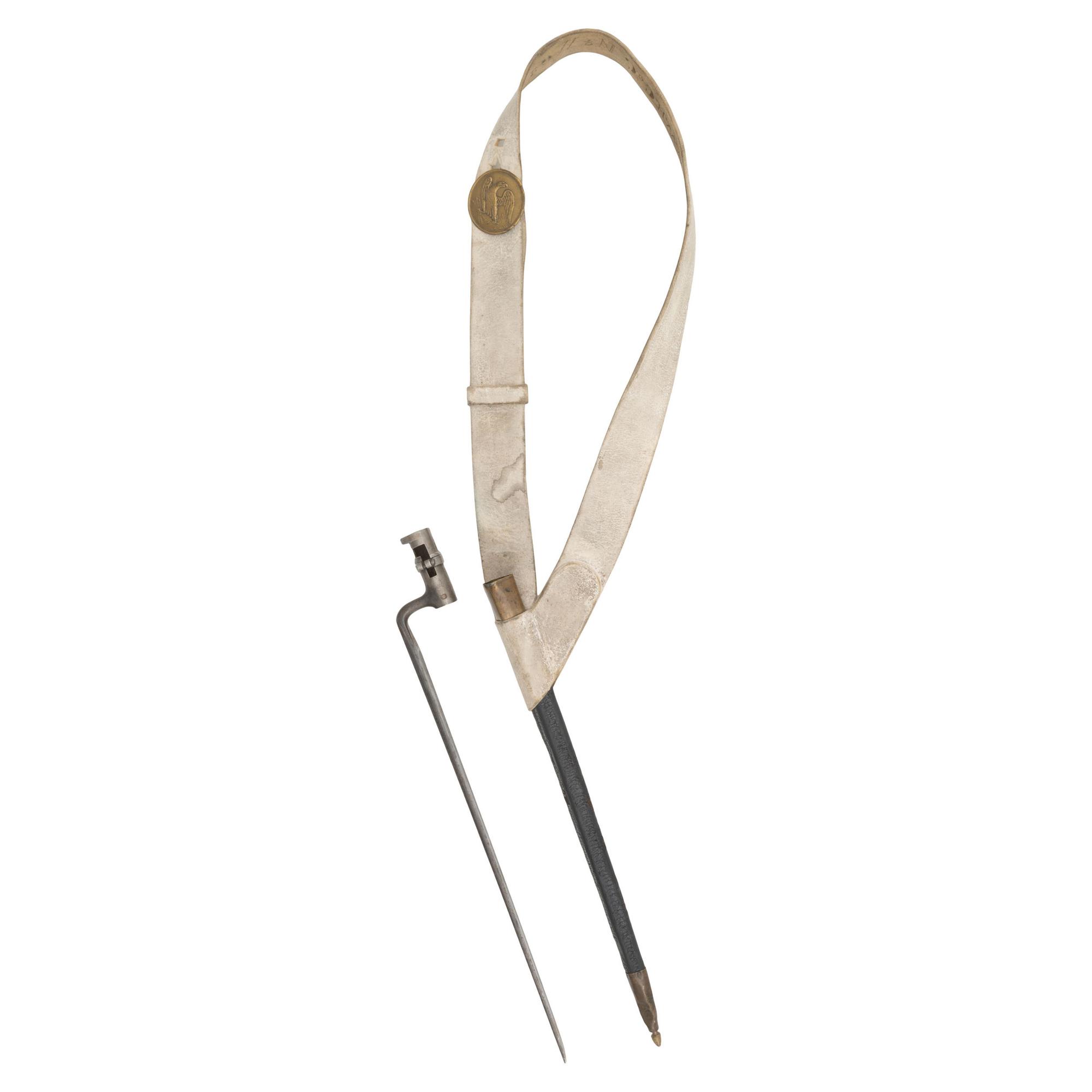 White Buff Bladric with Breast Plate, Scabbard & Socket Bayonet