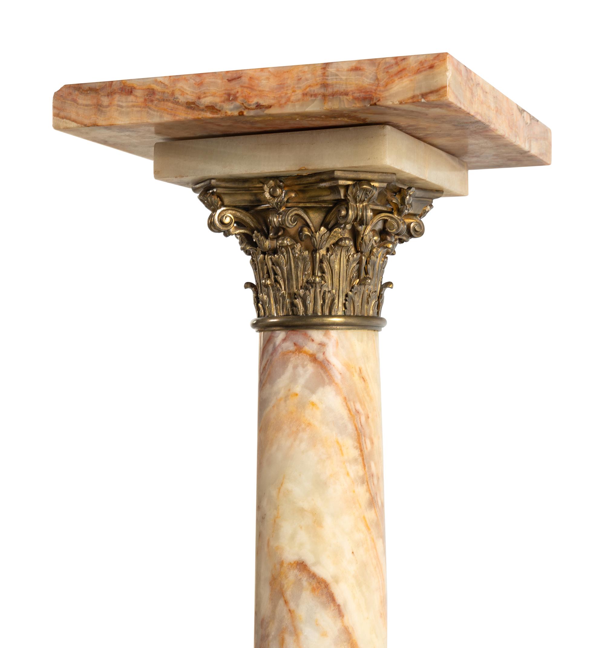 A Continental Gilt Bronze Mounted Onyx Pedestal