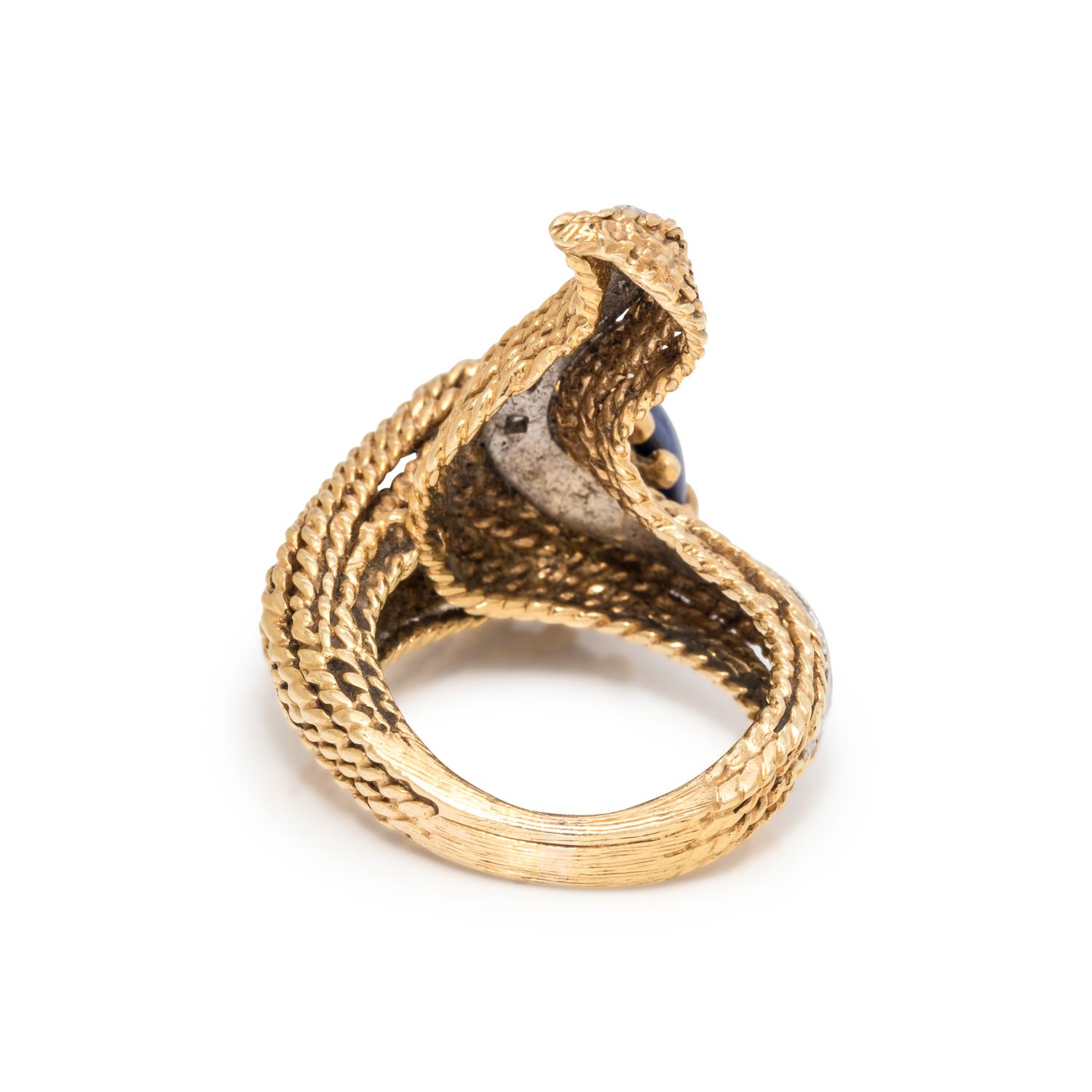 BICOLOR GOLD, LAPIS LAZULI AND DIAMOND RING