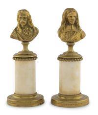 A Pair of French Gilt Metal and Marble Portrait Busts