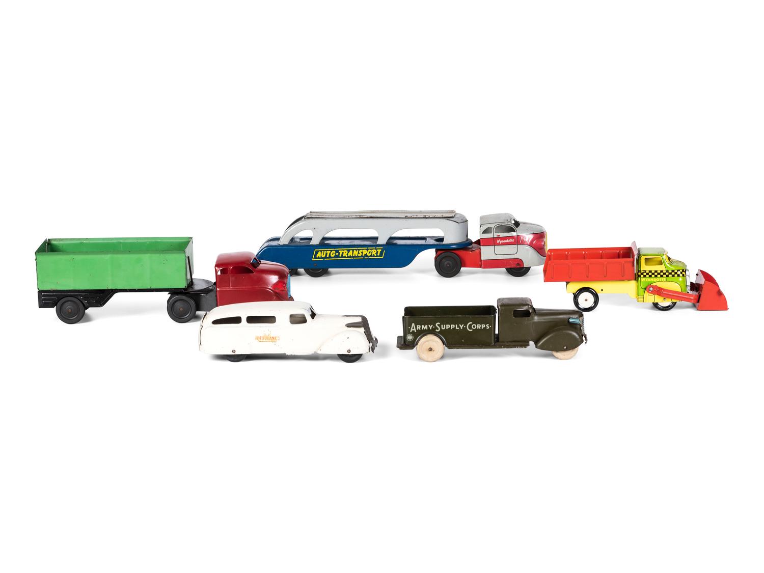 Five Wyandotte Pressed Steel Vehicles