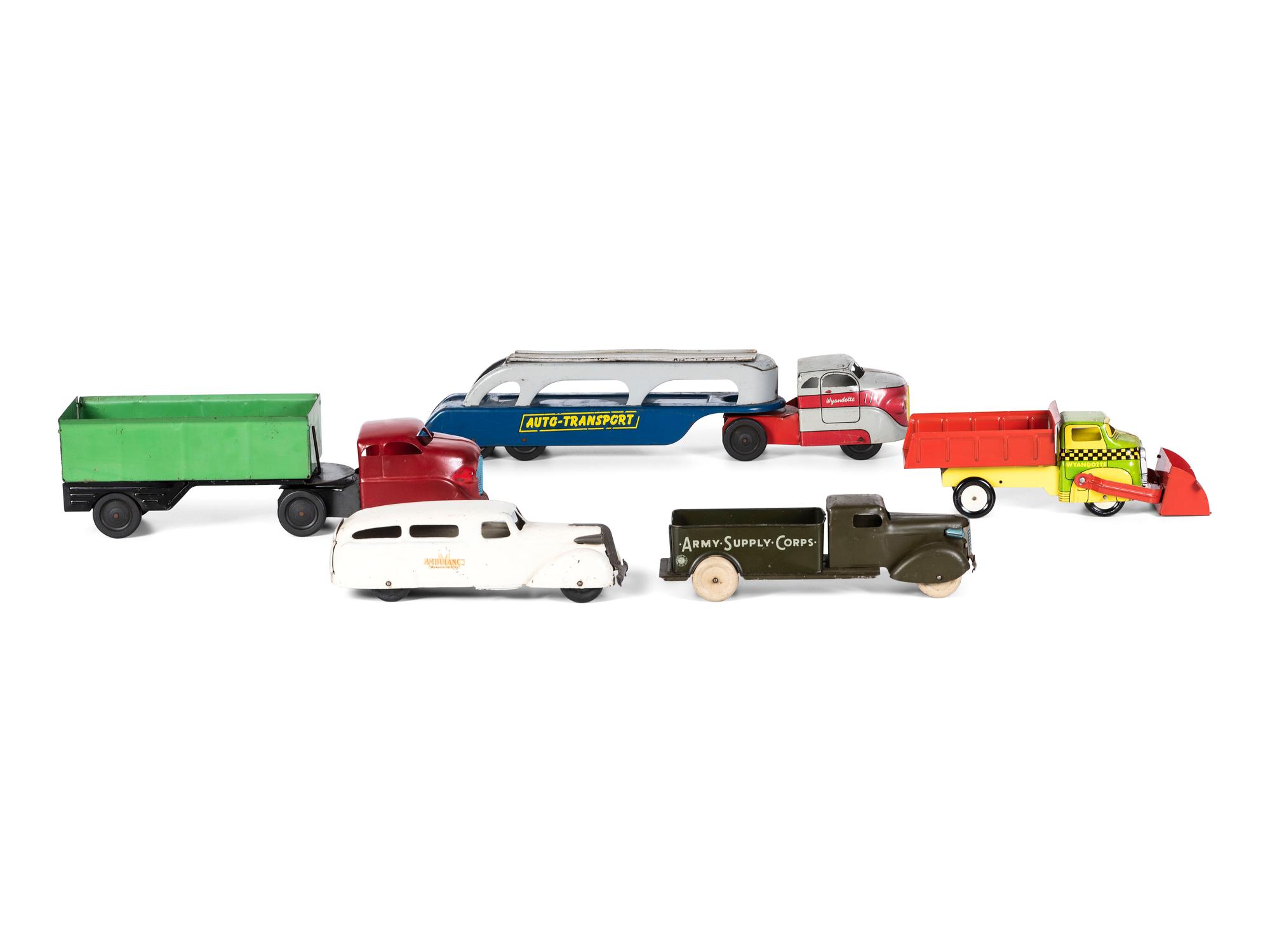 Five Wyandotte Pressed Steel Vehicles