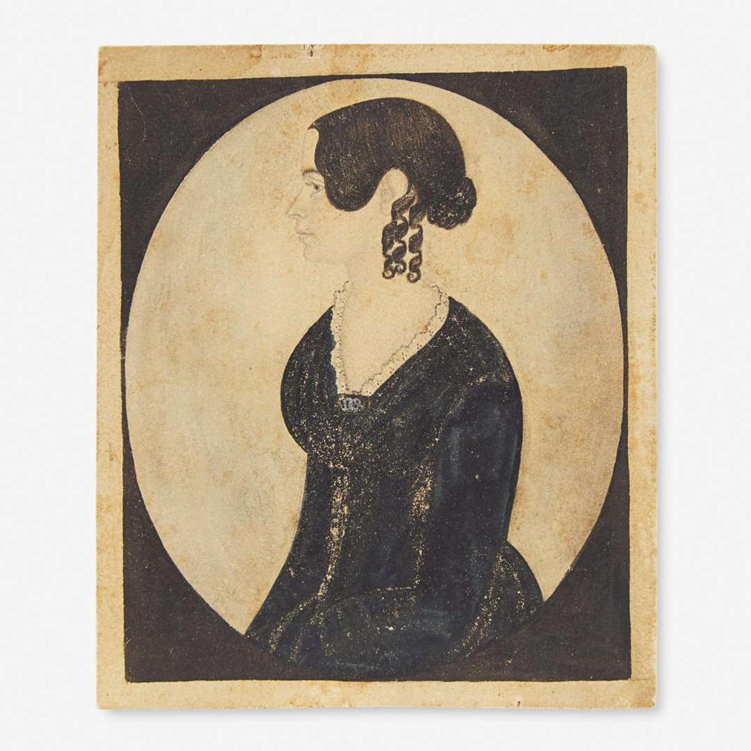 Justus Dalee (1793-1878) Profile Portrait Miniature of a Young Lady