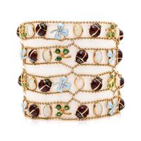EVELYN CLOTHIER, YELLOW GOLD, ENAMEL, GEMSTONE AND DIAMOND BRACELET