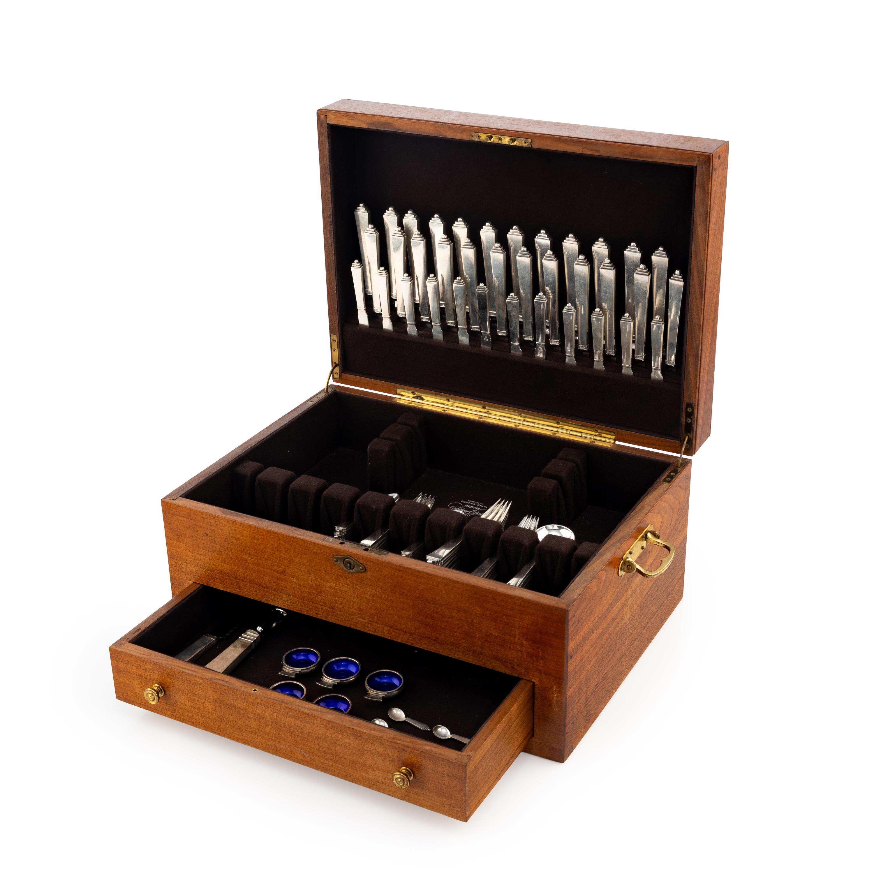 A Georg Jensen Pyramid Silver Flatware Service