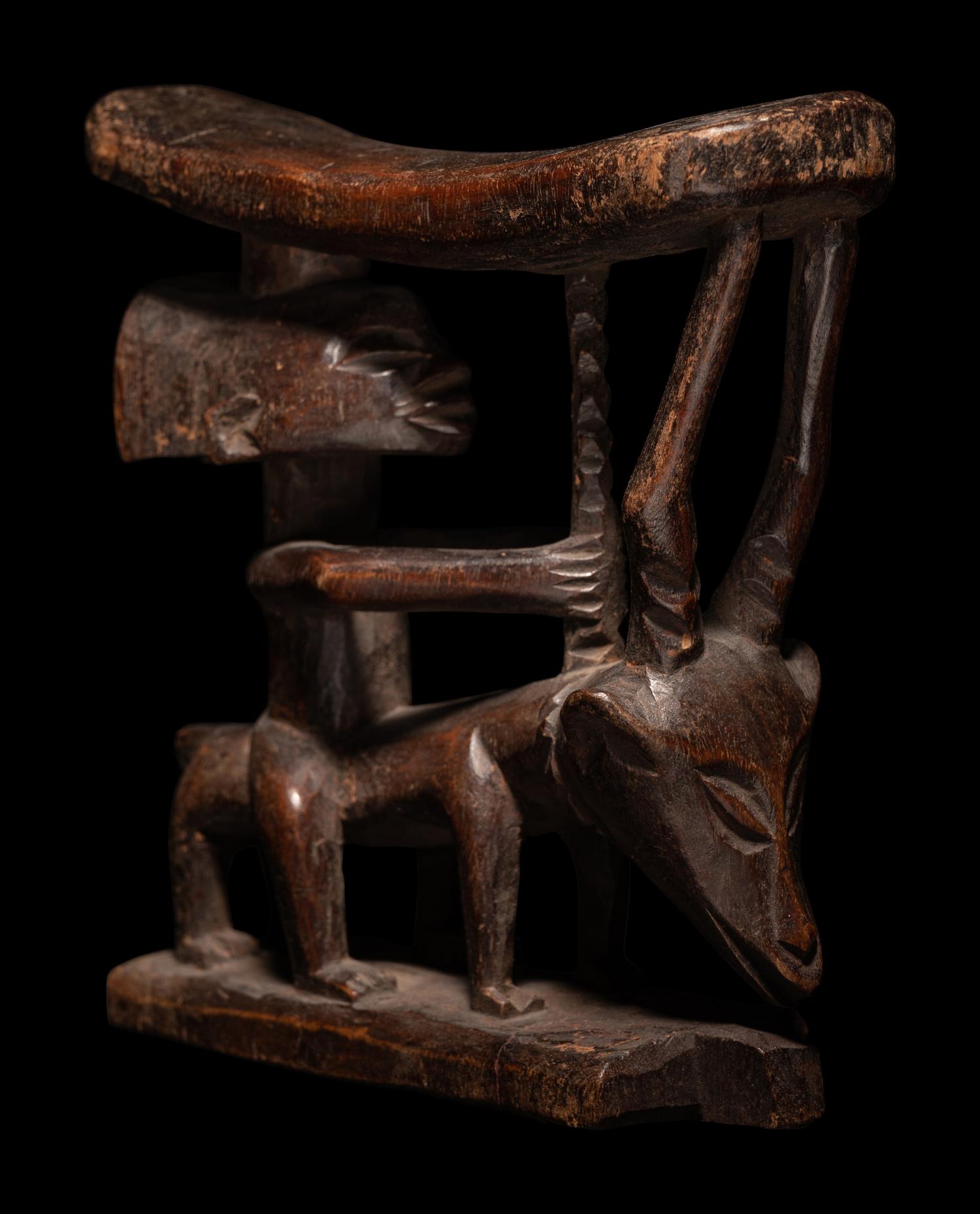 Three African Wood Headrests