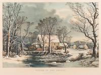 CURRIER and IVES, publishers -- After George H. Durrie Winter in the Country. The Old Grist Mill, 1862. (G.7275)