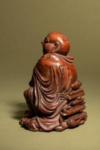 A Carved Bamboo Figure of Yawning Luohan, Pantha the Elder