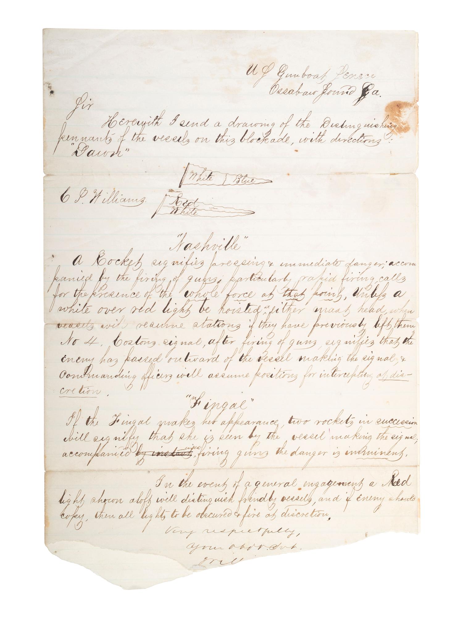 [CIVIL WAR - NAVY]. A group of documents related to the South Atlantic Blockading Squadron with South Carolina interest, including: