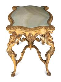 A Continental Rococo Style Giltwood Onyx-Top Table