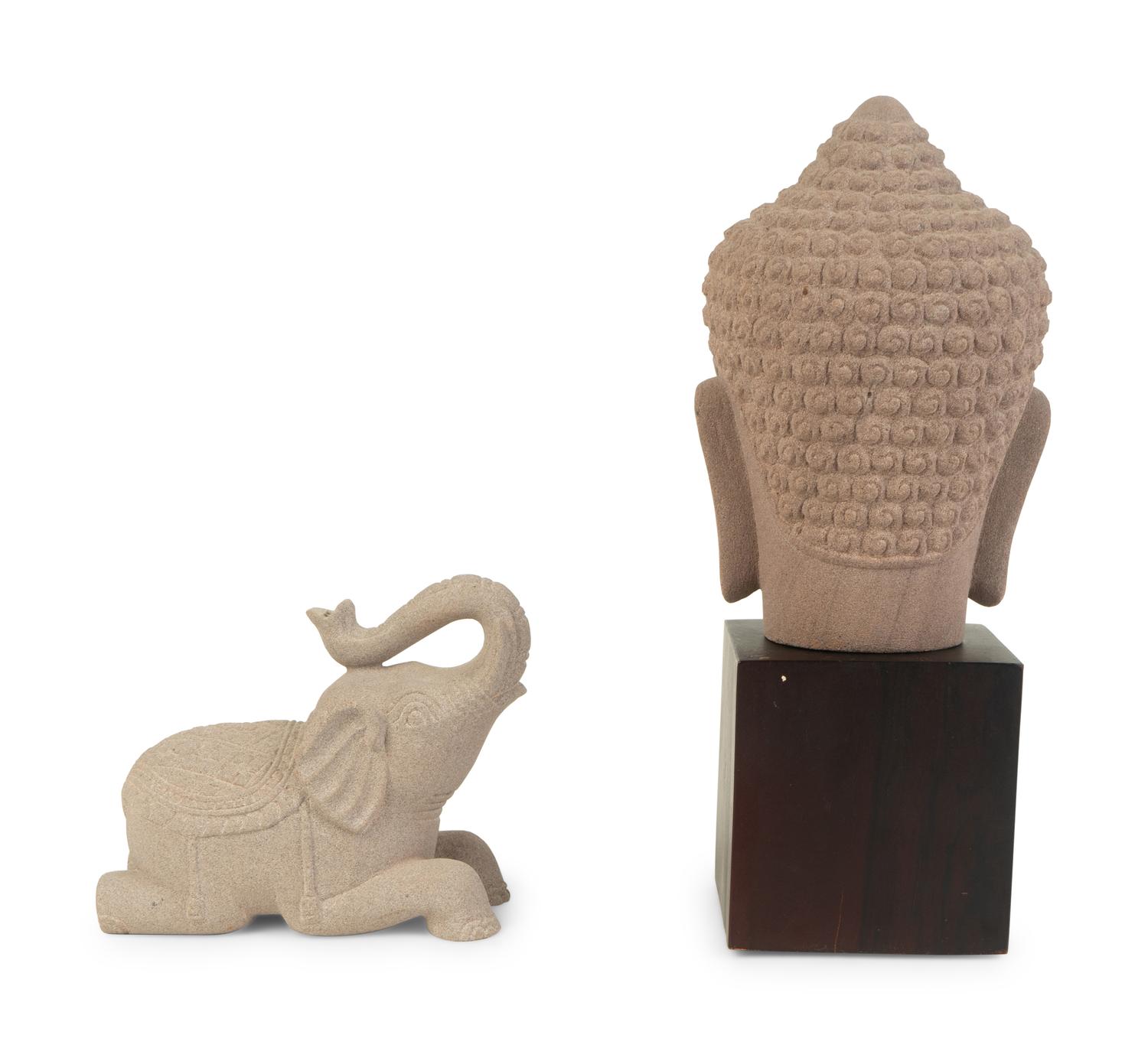 Two Southeast Asian Carved Sandstone Figures — 20TH CENTURY