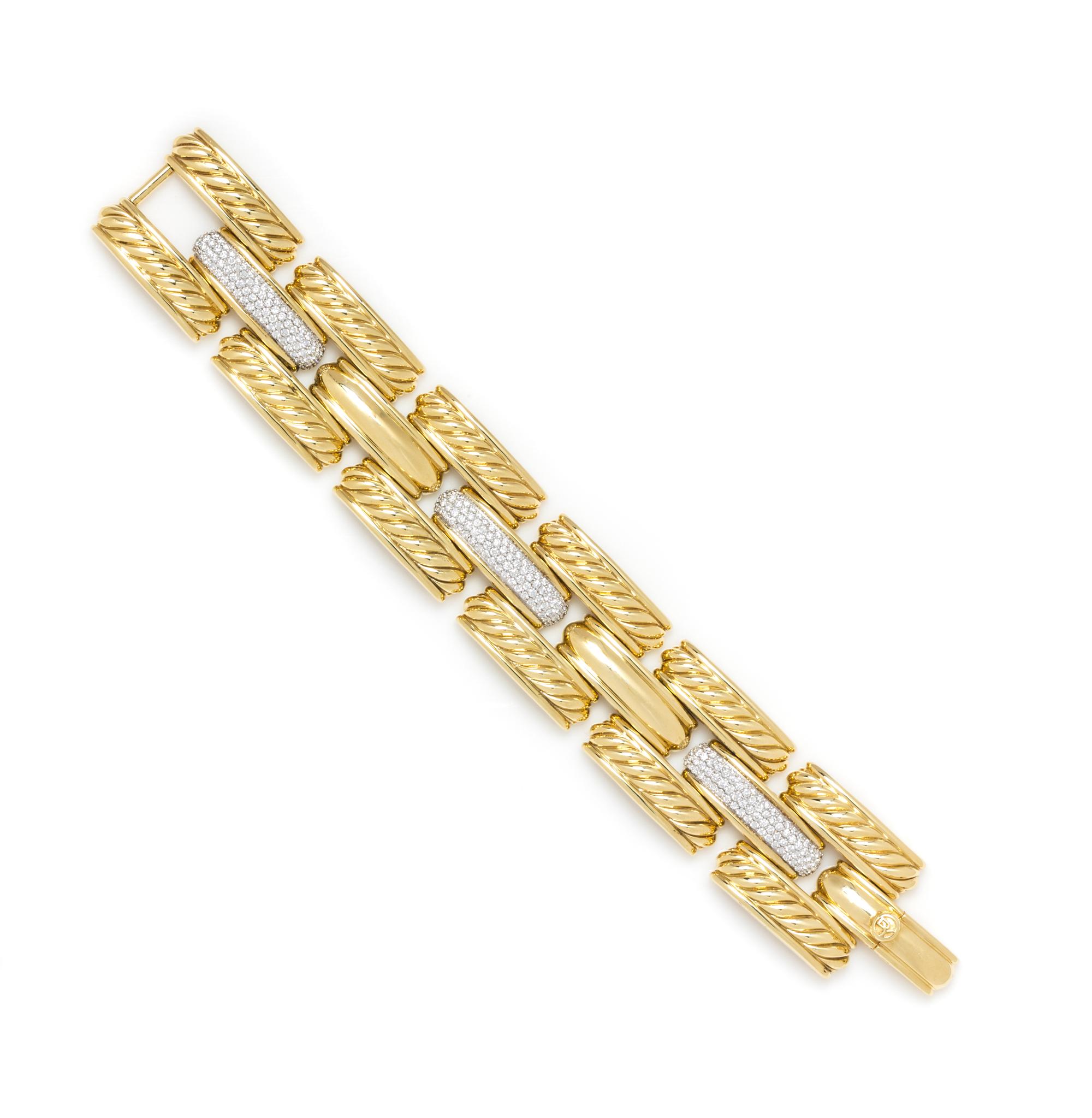 An 18 Karat Yellow Gold and Diamond Bracelet, David Yurman, 71.50 dwts.
