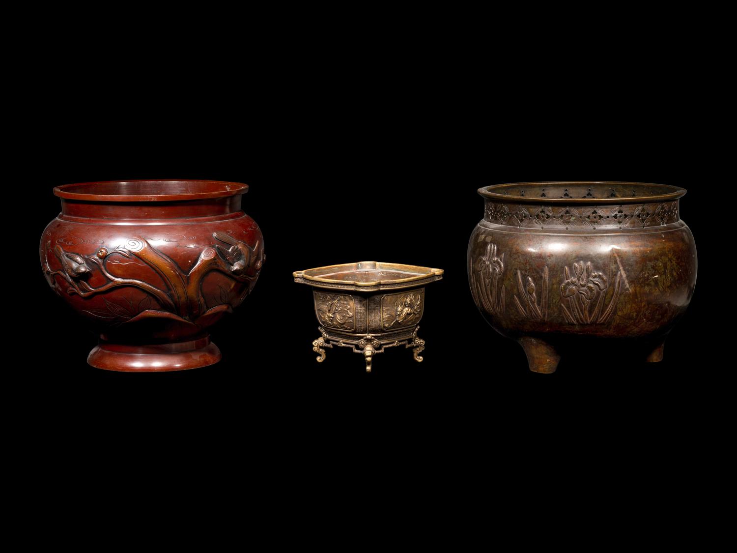 Three Large Japanese Bronze Wares