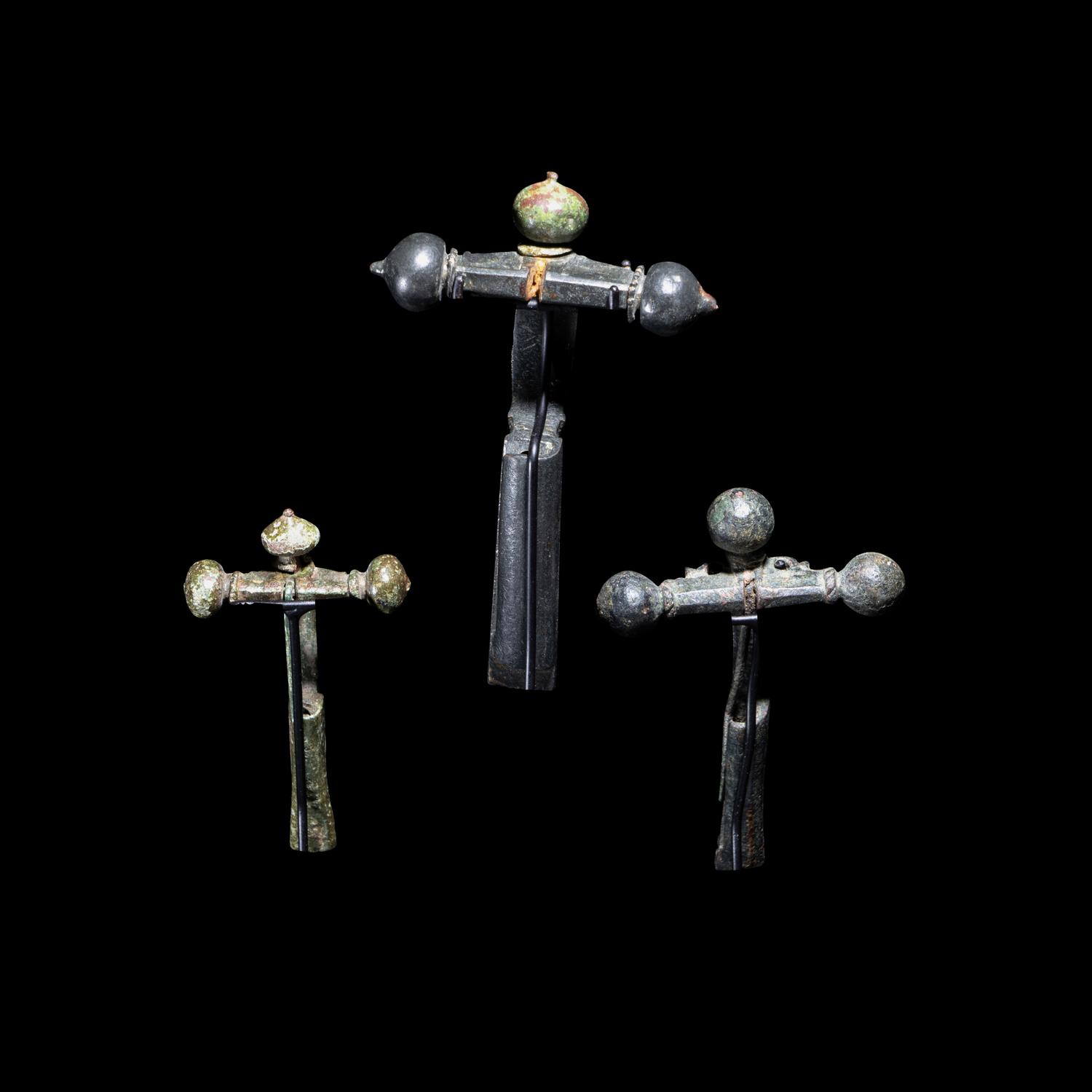 Three Roman Bronze Crossbow Fibulae