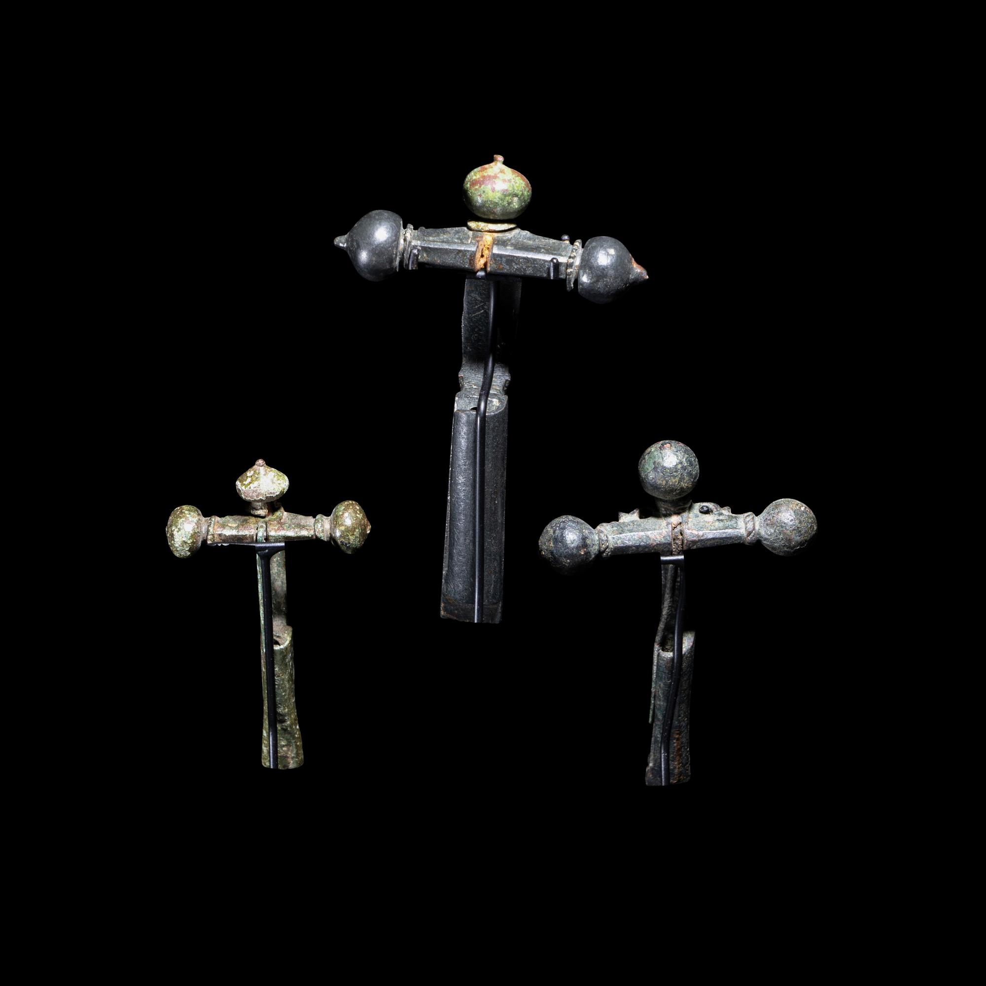 Three Roman Bronze Crossbow Fibulae