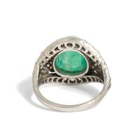ART DECO, EMERALD, DIAMOND, AND PLATINUM RING