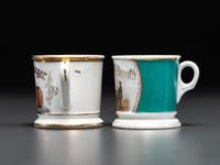 Two Porcelain Shaving Mugs of Recreational Interest