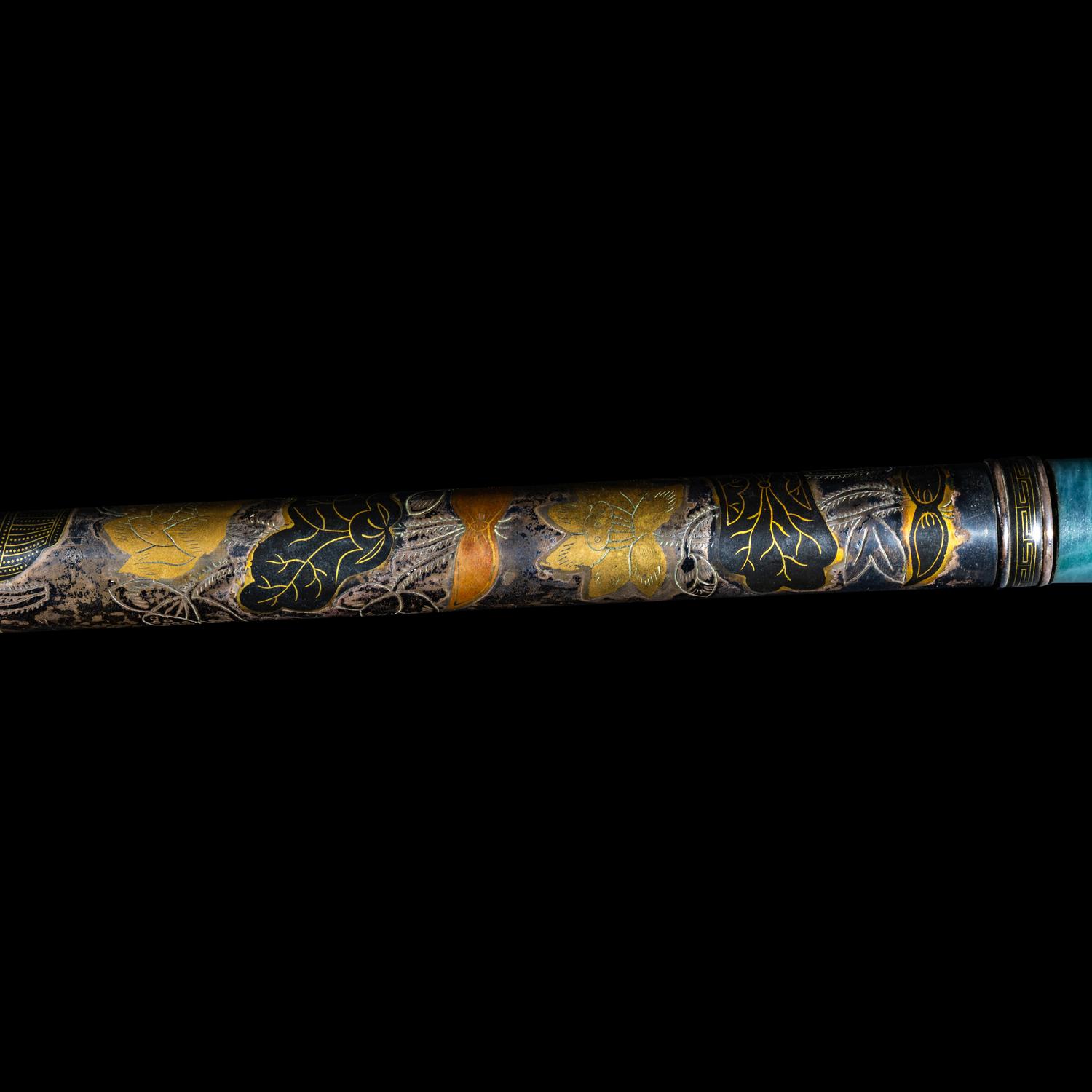 Two Chinese Opium Pipes and One Silver Opium Lamp, Late Qing-Republic Period 晚清-民國 烟槍、煙燈兩套
