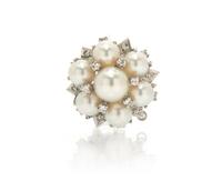 A 14 Karat White Gold, Cultured Pearl and Diamond Enhancer/Pendant, 4.80 dwts.