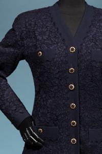 Chanel Haute Couture Navy Lace Skirt Suit, Spring/Summer 1988