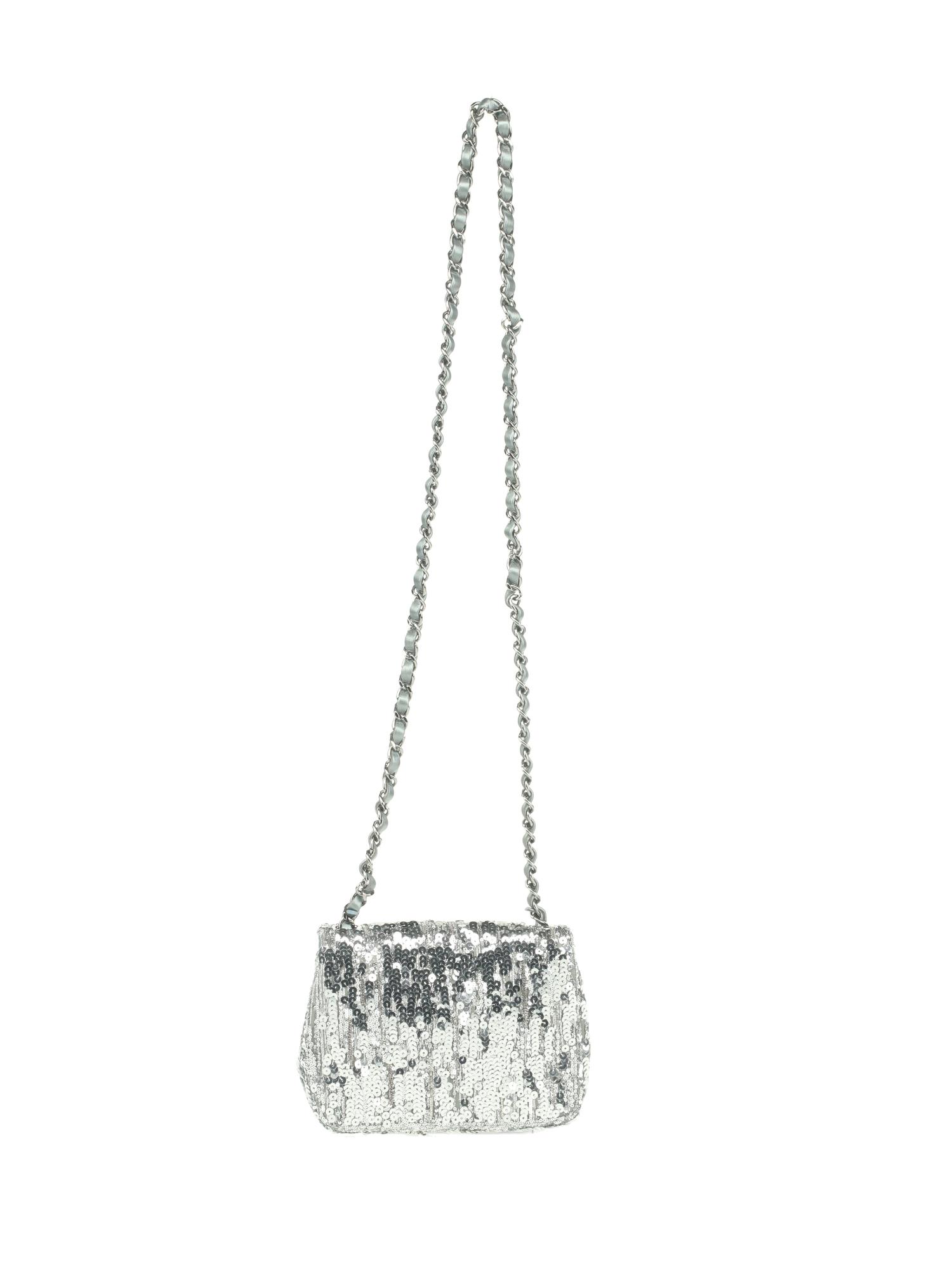 Chanel Silver Sequin Mini Flap Bag, 2020
