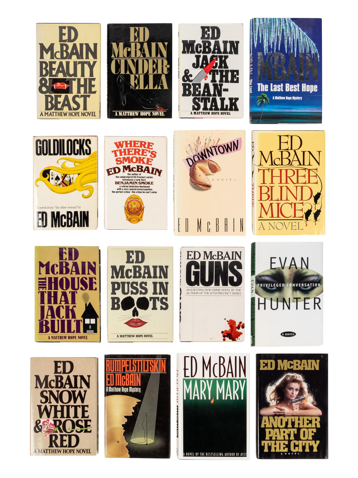 HUNTER, Evan (“Ed McBain”) (1926-2005). A group of 16 works by Hunter, MOST FIRST EDITIONS, MANY SIGNED OR INSCRIBED, comprising: