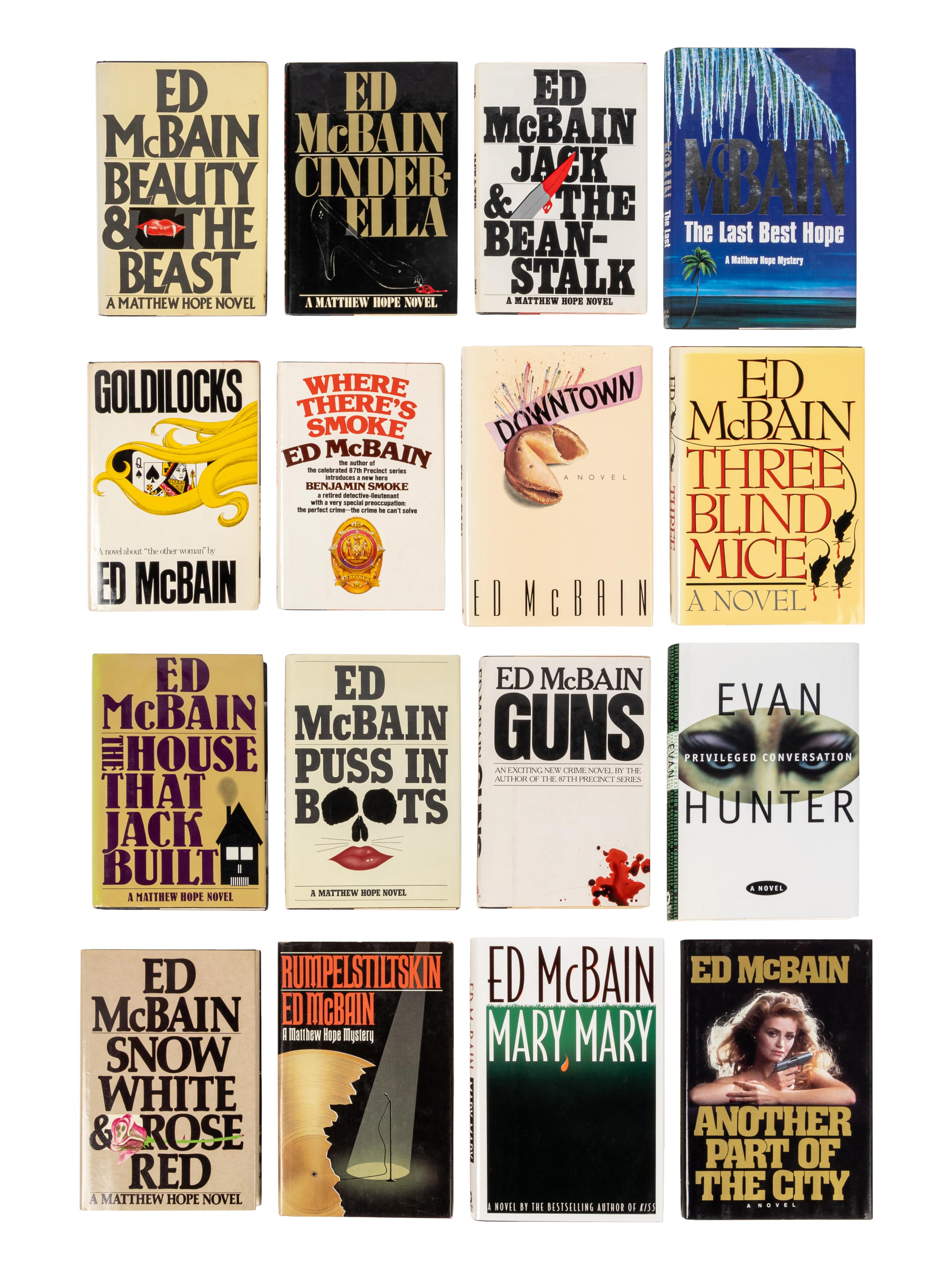 HUNTER, Evan (“Ed McBain”) (1926-2005). A group of 16 works by Hunter, MOST FIRST EDITIONS, MANY SIGNED OR INSCRIBED, comprising: