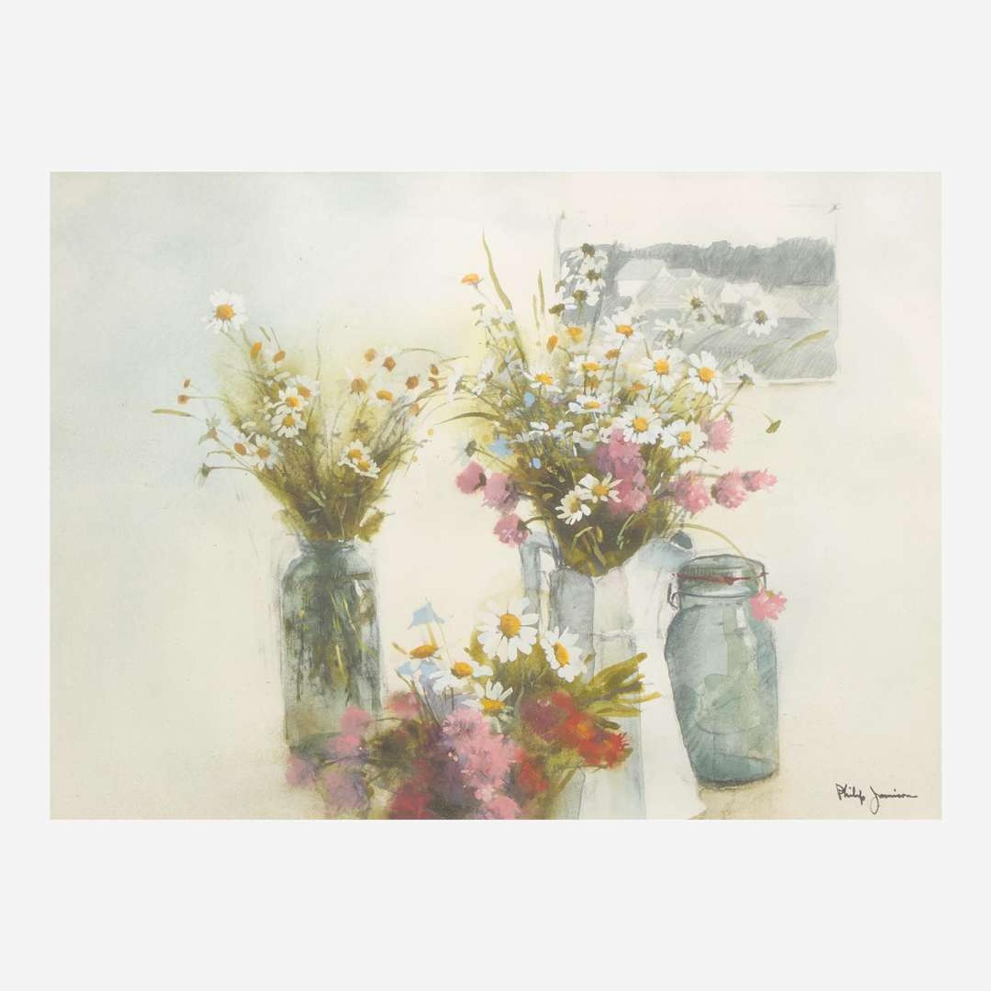 Philip Jamison (American, b. 1923) Flowers with Drawing