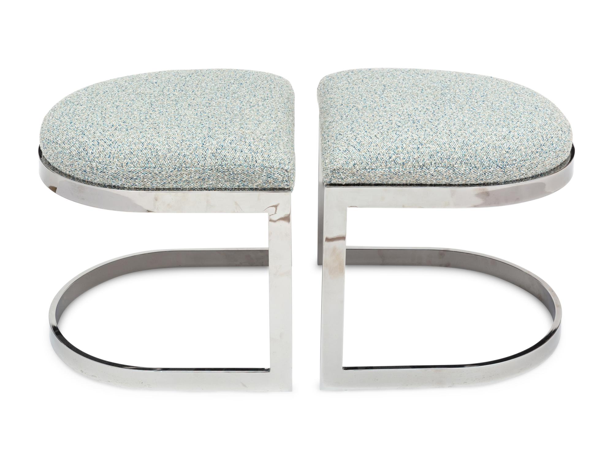 A Pair of Chromed Steel Stools