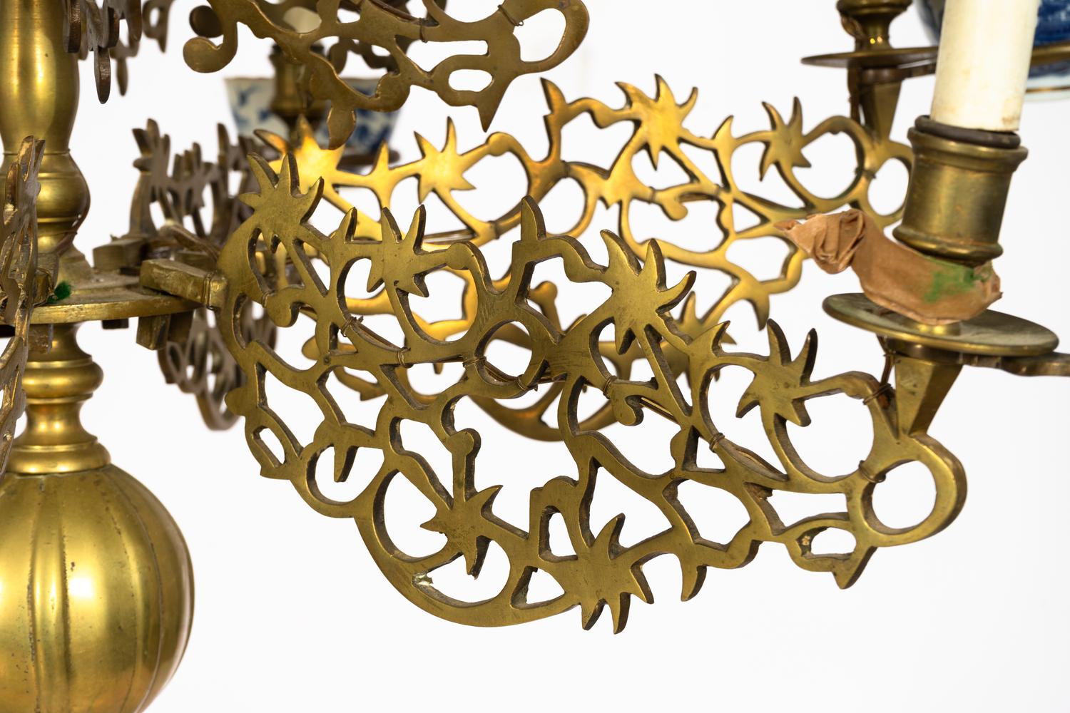 A Dutch Baroque Brass Fourteen-Light Chandelier