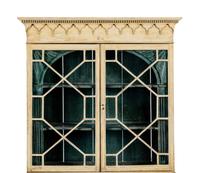 A Late George III Ivory-Painted Vitrine-on-Cabinet