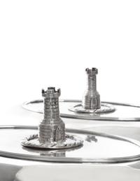 A Pair of George III Silver Entree Dishes and Covers, William Bennett, London, 1802, oval with reeded rims, the reversible covers with