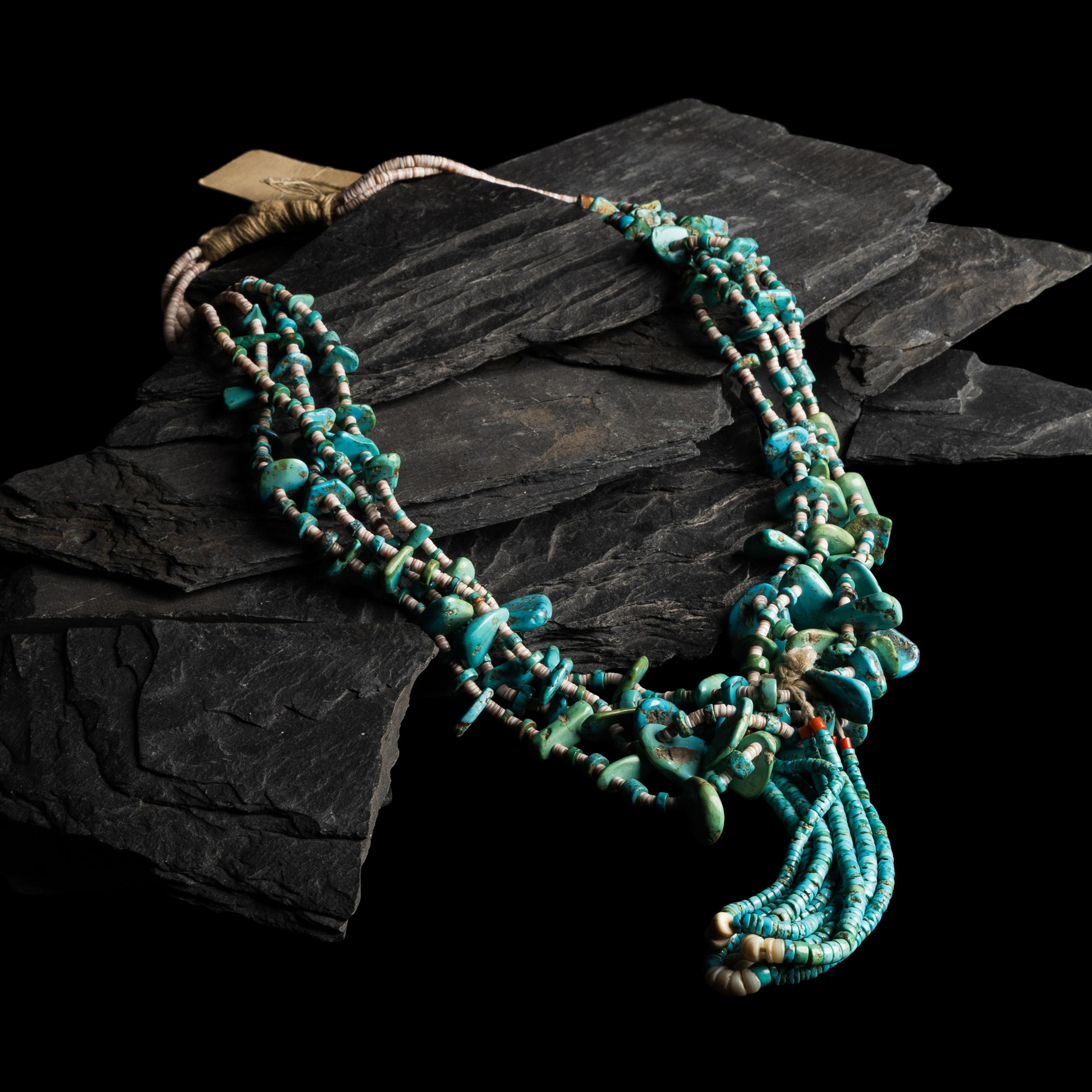 Pueblo Multi-strand Turquoise Tab Necklace