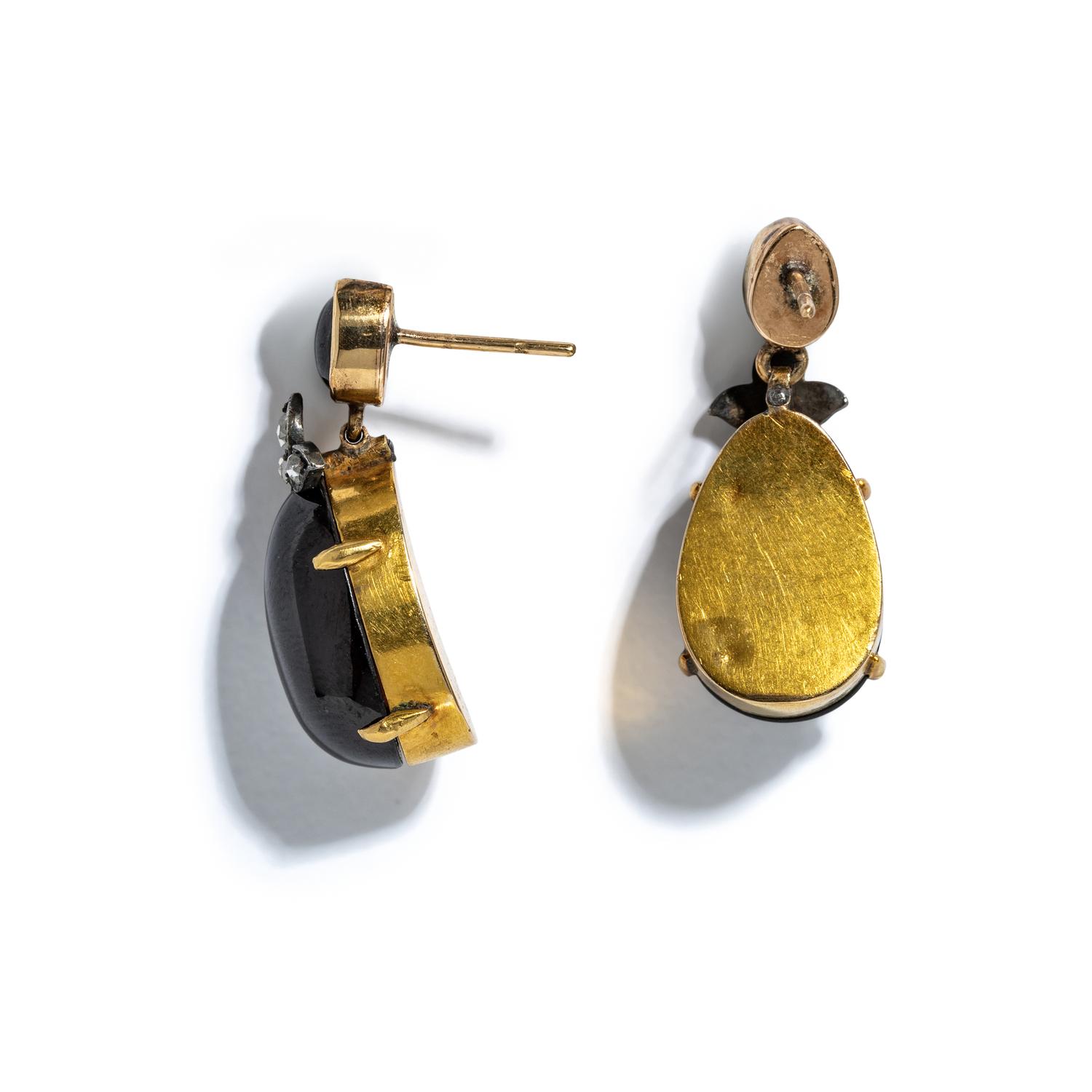 VICTORIAN, GARNET AND DIAMOND EARRINGS