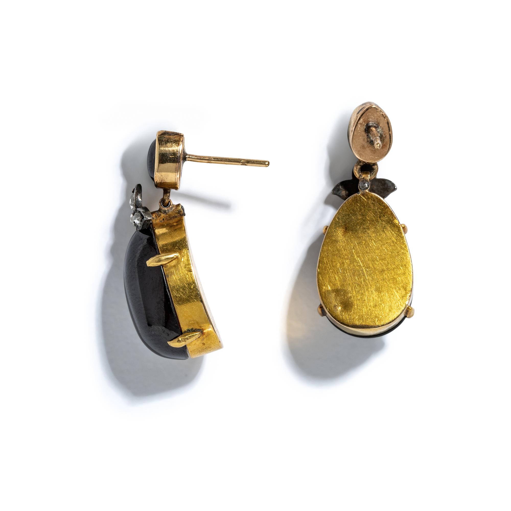 VICTORIAN, GARNET AND DIAMOND EARRINGS