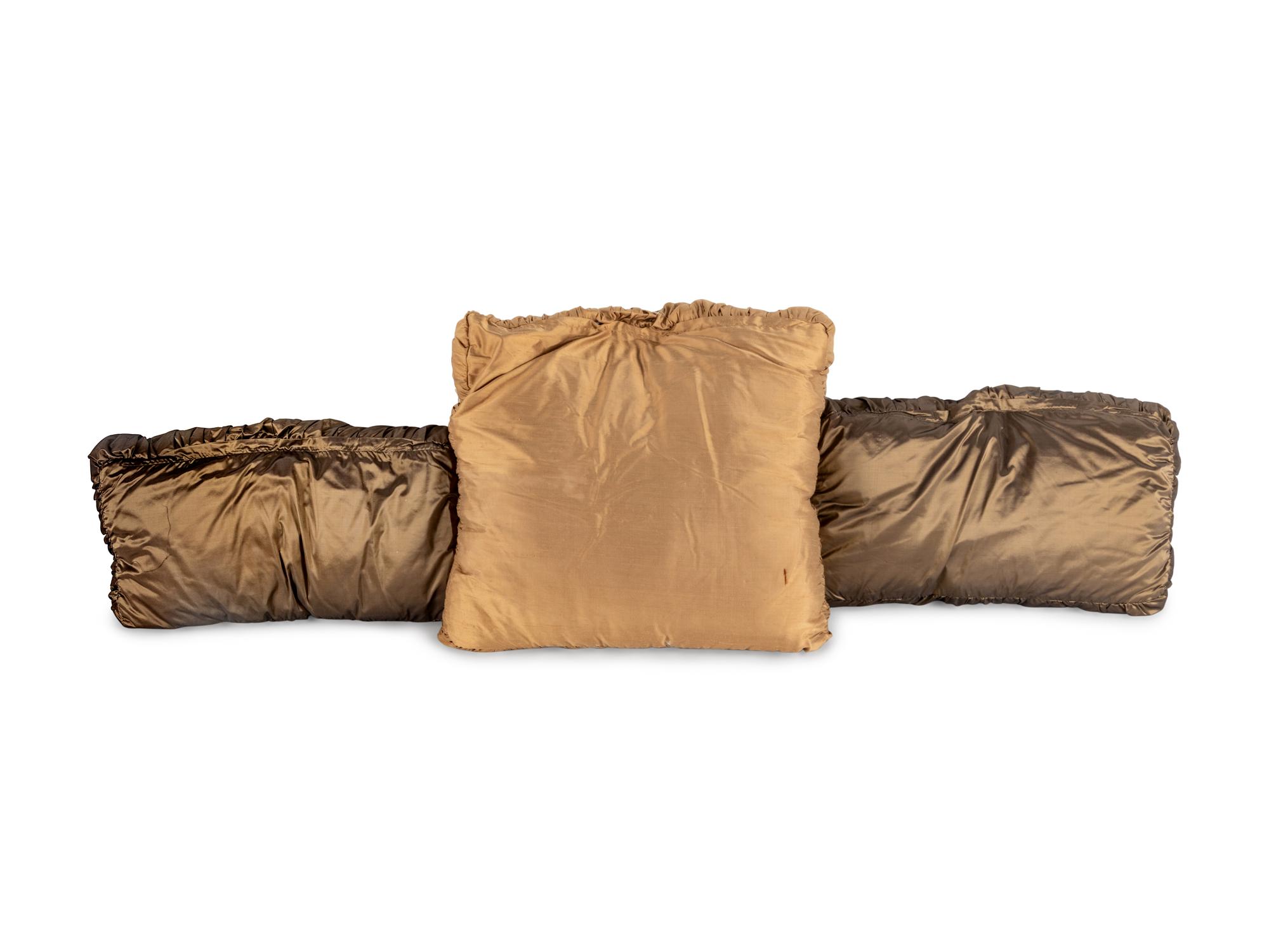 Three Velvet Upholstered Pillows