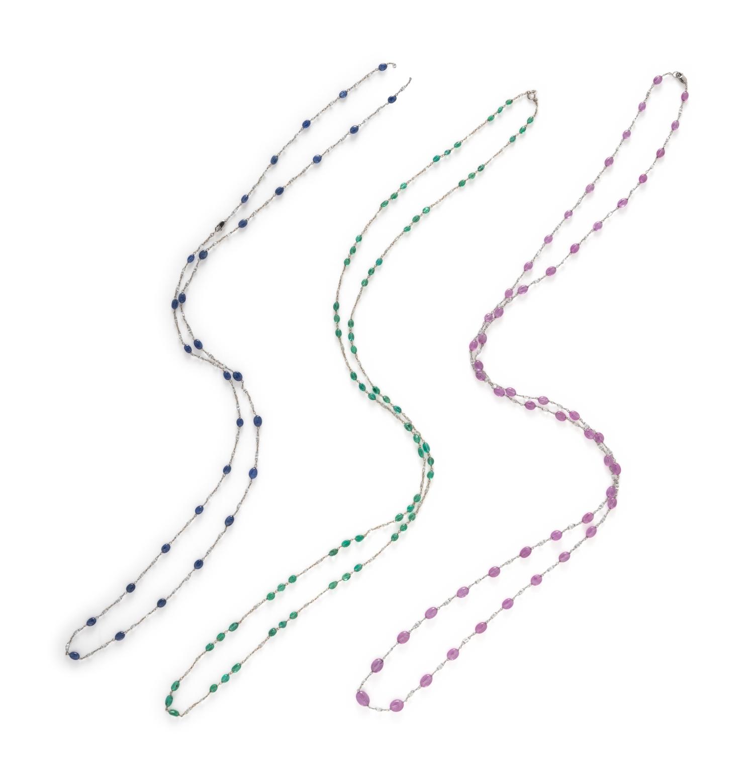COLLECTION OF GEMSTONE AND DIAMOND NECKLACES